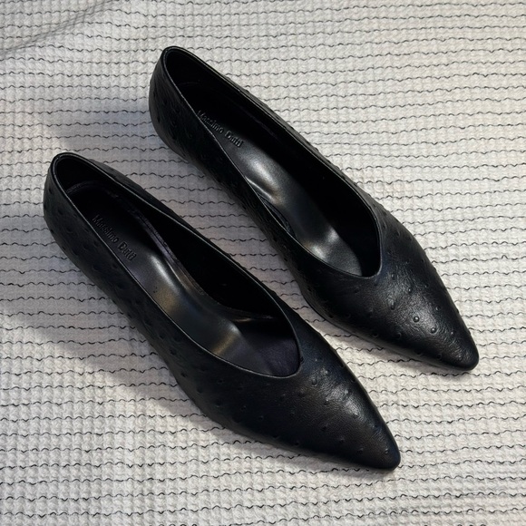 Massimo Dutti Black Textured Heels